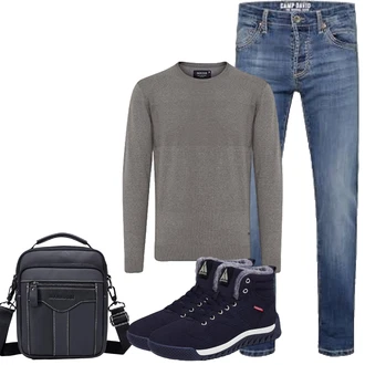 Sportlich Outfit mit Dunkelblau/Blau Wasserfester Schuh/Herren LederSchuhe/Winter Sneaker Mishansha "Herbst Outfits"Look: Classic, GoGo, Goa, Premium, Outdoor, Sportlich, Maritim