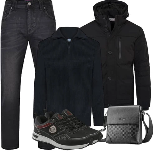 Schwarz Trekkingjacke/Isolationsjacke/Funktionsjacke/Puffer Jacke/Winter Parka/2in1 Jacke/Daunenjacke/Kunstfaserjacke/Winterjacke Behype kombinieren