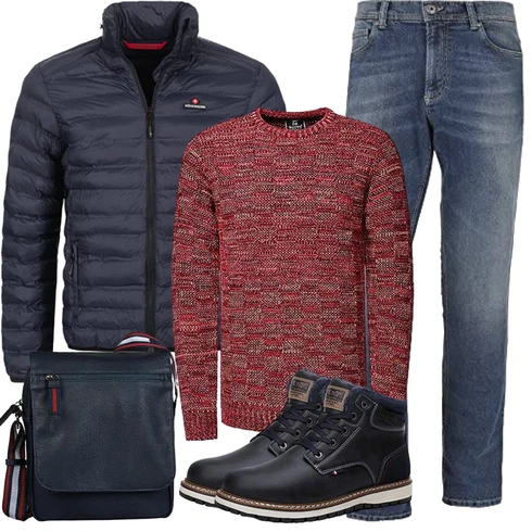 Fell Schwarz/Dunkelblau/Blau Wattierte Stiefel/Wasserdichter Stiefel/Winter Stiefel/Wasserfester Schuh/Klassischer Stiefel/Herren Lederschuhe/Winter Sneaker/Winter Stiefelette/Gefütterte Stiefelette AX BOXING kombinieren