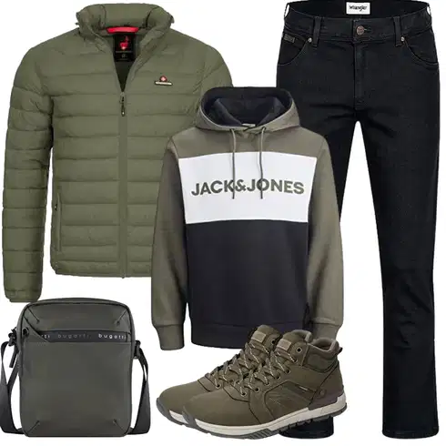 DunkelGrün/Grün HybridJacke/Puffer Jacke/IsolationsJacke/Verstaubare Jacke/ThermoJacke Höhenhorn kombinieren