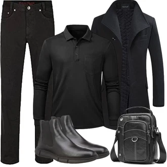 Outfit mit Schwarz/Dunkelblau/Dunkelgrau Gehröck/Blazermantel/Wollfleece Mantel/Schmal Geschnittener Mantel/Wintermantel Wollmantel YOUTHUP "Herbst Outfits"