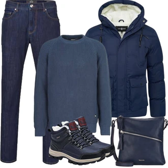Outfit mit Dunkelblau Schulranzen/Schultertasche/Schultertasche/Umhängetasche Tamaris "Herbst Outfits"