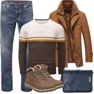 Outfit mit Braun Jumpsuit & Overall Overall/Wintermantel/Winter Parka Lavnis "Herbst Outfits"