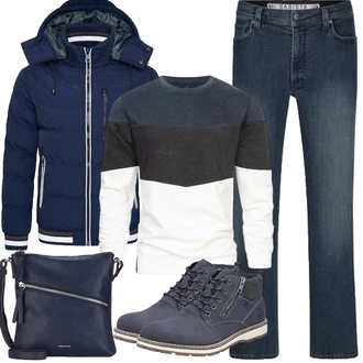 Rundhals Outfit mit Grau/Dunkelblau/Weiß/Schwarz Women's Fleece Sweatshirts/Damen Pullover/Pullover mit Stehkragen/Sport Sweatshirt Indicode "Herbst Outfits"