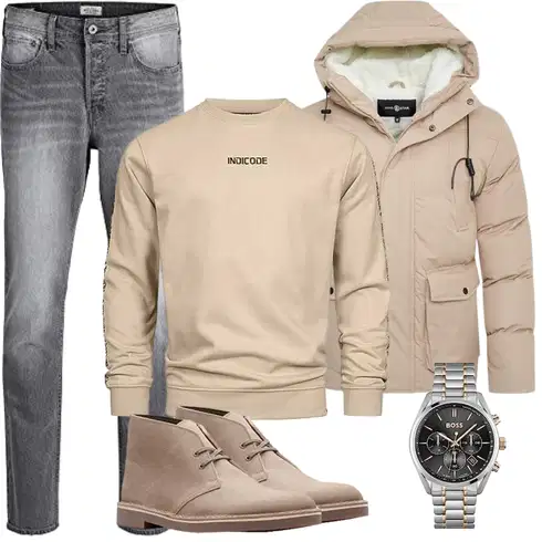Teddyfell Beige/Khaki KapuzenJacke/Nachhaltige Jacke/SommerdaunenJacke/Puffer Jacke/Parka-übergangsJacke/Winter Parka/WinterJacke/DaunenJacke Soulstar kombinieren