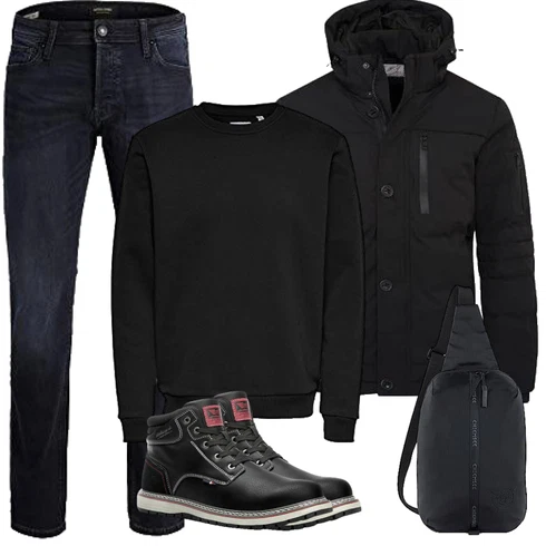 Fell Schwarz Herren Lederschuhe/Stiefel Mit Reißverschluss/SchnürStiefel/Winter Stiefelette/Wasserdichter Stiefel/Klassischer Stiefel/Winter Sneaker/Gefütterte Stiefelette/MotorradStiefel/Wasserfester Schuh/Sicherheitsschuh AX BOXING kombinieren