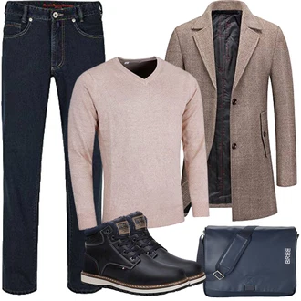 Winter Outfit mit Schwarz/Dunkelblau/Blau Wattierte Stiefel/Wasserdichter Stiefel/Winter Stiefel/Wasserfester Schuh/Klassischer Stiefel/Herren Lederschuhe/Winter Sneaker/Winter Stiefelette/Gefütterte Stiefelette AX BOXING "Herbst Outfits"