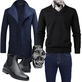 Regen Outfit mit Schwarz GummiStiefel Acfoda "Herbst Outfits"
