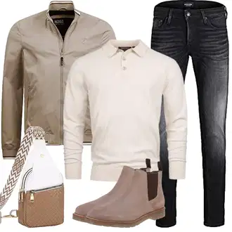 Mit Bauch Outfit mit Braun/Beige Gürteltasche/Handytasche/Gürteltasche/Schultertasche/Umhängetasche Suweir "Herbst Outfits"