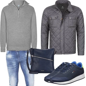 Outfit mit Dunkelblau Schulranzen/Schultertasche/Schultertasche/Umhängetasche Tamaris "Herbst Outfits"