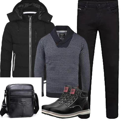 Tasche/Unkategorisiert kombinieren mit Schwarz Herren Lederschuhe/Stiefel Mit Reißverschluss/Schnürstiefel/Winter Stiefelette/Wasserdichter Stiefel/Klassischer Stiefel/Winter Sneaker/Gefütterte Stiefelette/Motorradstiefel/Wasserfester Schuh/Sicherheitsschuh AX BOXING