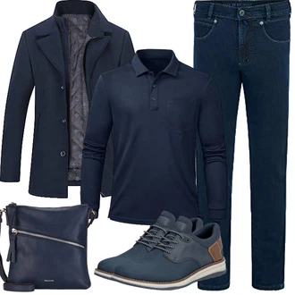 Outfit mit Dunkelblau Schulranzen/Schultertasche/Schultertasche/Umhängetasche Tamaris "Herbst Outfits"