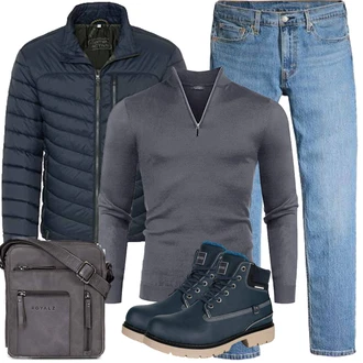 Herbst Outfit mit Blau/Hellblau/Dunkelblau Winter Sneaker/Trekkingstiefel/Gummistiefelette/Schnürstiefel/Lederjacke/Klassischer Stiefel/Winter Stiefelette/Wattierte Stiefel/Herren Lederschuhe/Wasserfester Schuh/Gefütterte Stiefelette/Sicherheitsschuh/Wasserdichter Stiefel Gaatpot "Herbst Outfits"