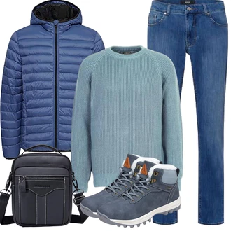 Herbst Outfit mit Grau/Blau/Dunkelblau/Hellblau Wasserdichter Stiefel/Wasserdichter Outdoorschuh/Herren Lederschuhe/Trekkingstiefel/Winter Sneaker/Wasserfester Schuh Mishansha "Herbst Outfits"