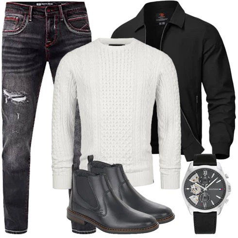 Schwarz Collegejacke/Fliegerjacke/Kunstfaserjacke/Bomberjacke/Schlupfjacke/Jacke mit Seitlichem Reißverschluss/Uniformjacke Rdruko kombinieren