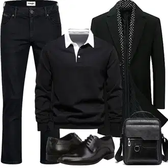 Schmal Outfit mit Schwarz/Dunkelgrün/Hellblau Schmal Geschnittener Mantel/Kaschmir Mantel/Wollmantel/Wintermantel Wollmantel/Blazermantel/Gehröck YOUTHUP "Herbst Outfits"