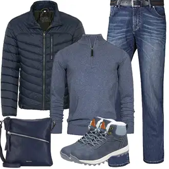 Herbst Outfit mit Grau/Blau/Dunkelblau/Hellblau Wasserdichter Stiefel/Wasserdichter Outdoorschuh/Herren Lederschuhe/Trekkingstiefel/Winter Sneaker/Wasserfester Schuh Mishansha "Herbst Outfits"