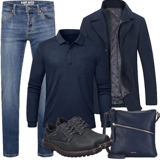 Outfit mit Dunkelblau Schulranzen/Schultertasche/Schultertasche/Umhängetasche Tamaris "Herbst Outfits"
