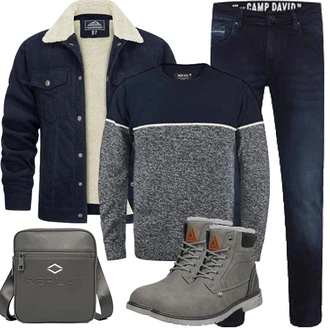 Outfit mit Grau/Hellgrau/Dunkelgrün/Dunkelgrau/Khaki Wasserfester Schuh/Wattierte Stiefel/Winter Stiefel/Herren Lederschuhe/Gefütterte Stiefelette/Klassischer Stiefel/Wasserdichter Stiefel/Winter Sneaker/Winter Stiefelette Mishansha "Herbst Outfits"