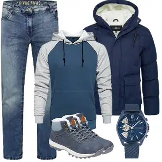 Herbst Outfit mit Grau/Blau/Dunkelblau/Hellblau Wasserdichter Stiefel/Wasserdichter Outdoorschuh/Herren Lederschuhe/Trekkingstiefel/Winter Sneaker/Wasserfester Schuh Mishansha "Herbst Outfits"