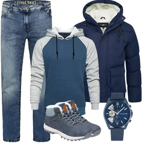 Grau/Dunkelblau/Blau KapuzenPullover/Unisex Hoodie/Hoodie/Sport Sweatshirt/Ausgefallener Hoodie/KapuzenPullover/Sport Hoodie MANLUODANNI kombinieren