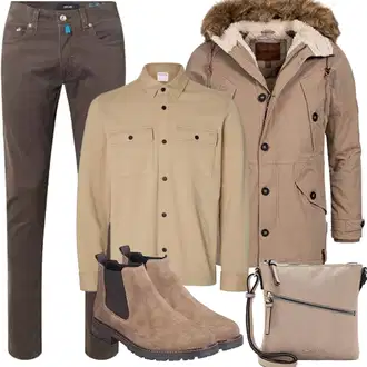 Outfit mit Beige/Grau/Braun/Lila Handytasche/Schultertasche/Umhängetasche Tamaris "Herbst Outfits"