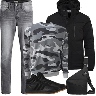 Outfit mit Grau/Dunkelgrün Winterpullover/Feinstrickpullover/Kaschmir Pullover/Plüsch Pullover/Rundhals Pullover/Stillpullover/Einfacher Pullover/Thermo Pullover/Basic Pullover/Pullover Bedrucken/Damen Pullover/Women's Fleece Sweatshirts/Sport Sweatshirt ROCK-IT Apparel "Herbst Outfits"