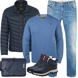 Sportlich Outfit mit Dunkelblau/Blau/Hellblau Schuh Wasserdichter Stiefel/Wasserdichter OutdoorSchuh/Wasserfester Schuh/Winter Sneaker/Trekkingstiefel/Herren LederSchuhe ARRIGO BELLO "Herbst Outfits"Look: Outdoor, Workwear, Sportlich, Unisex, Casual, Smart Casual, Elegant