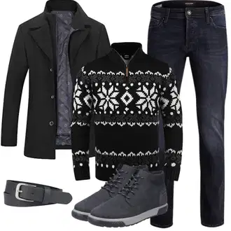 Groß Outfit mit Schwarz WeihnachtsPullover !Solid "Herbst Outfits"