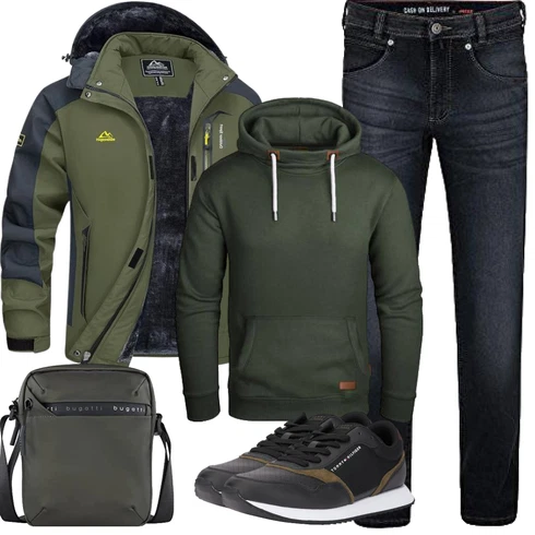 DunkelGrün/Grün WinterJacke/SkiJacke/Wasserdichte Jacke/SegelJacke/TrekkingJacke/WanderJacke/OutdoorJacke MAGCOMSEN kombinieren