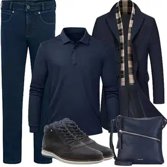 Outfit mit Dunkelblau Schulranzen/Schultertasche/Schultertasche/Umhängetasche Tamaris "Herbst Outfits"