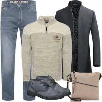 Slim fit Outfit mit Dunkelgrau/Grau/Dunkelblau Strickmantel/Schmal Geschnittener Mantel/Wollfleece Mantel/Gehröck/Blazermantel/Kaschmir Mantel/Wintermantel Wollmantel YOUTHUP "Herbst Outfits"