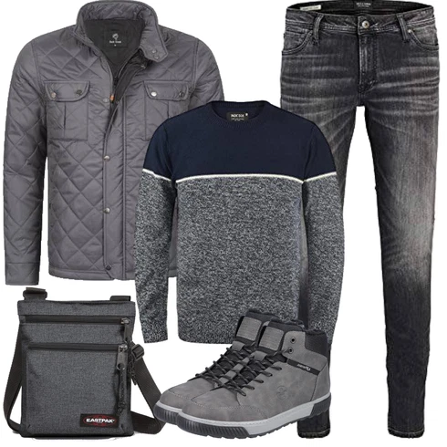 Dunkelgrau/Grau/Hellgrau/Dunkelblau KunstfaserJacke/WachsJacke/SteppJacke Rock Creek kombinieren