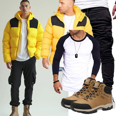 Gelb WinterJacke/SommerdaunenJacke/DaunenJacke/KapuzenJacke/Puffer Jacke Behype kombinieren