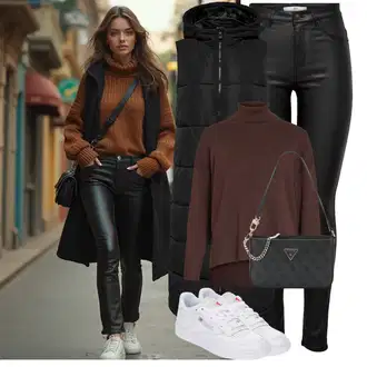 Outfit s Krémová/Bílá Teniska Skate Bota/Letní Tenisky/Vintage Teniska/Kožené Tenisky/Nízká Teniska/Úzká Teniska Reebok "Podzimní casual styl"