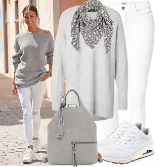 klasický Outfit sa Bijela/Krem Kožna Jakna/Kožne Cipele/Traperica Niskog Struka/Traperice Slim Kroja/Ženske Traperice 7/8 Dužine/Push-up Traperice/Čizma do Gležnja Only "Cool jesenski outfit"Look: Stil, Rap, Boja, klasický, Disko, Običan, cool, Besprijekorno