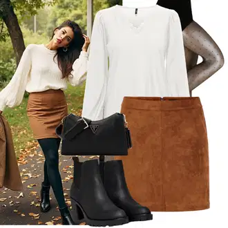 Outfiti za skunje sa Crna Kožna Jakna/Podstavljena Gležnjača/Gumena Gležnjača/Chelsea Gležnjača/Kožna gležnjača Only "Jesenski izgled"