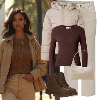 Dlouhé Outfit s Béžová/Khaki Formální Košile/Dad Džíny/Mom Jean/Zkrácené Džíny/Džíny Regular Fit/Girlfriend Džíny/Rovná Džína/Džíny Volného Střihu/Dámské Džíny s Délkou 7/8 Only "Outfit na podzim"