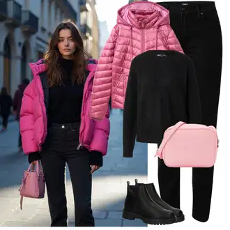 Elegantan Outfit sa Crna Traperice Ravne Nogavice/Traperice s Prorezom/Kožna Jakna/Kožne Cipele/Push-up Traperice/Termo Traperice/Traperice Standardnog Kroja/Traperice Slim Kroja/Zimska jakna/Trenerke Traperice/High Waist Traperice Only "Zimske Odjeće"Look: Stil, Rap, Boja, Vanjski, Običan, cool, Ležerno, Elegantan