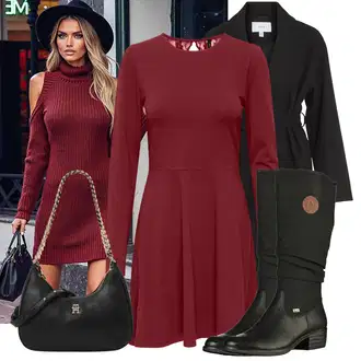 Outfit sa Crna Prijelazni Kaput/Dugi kaput/Ljetni Kaput/Midi Kaput/Kaput od Kašmira/Zimski Kaput Vuneni kaput/Trenč Kaput/Vuneni Kaput/Baloner Vila "Moderan izgled za jesen"