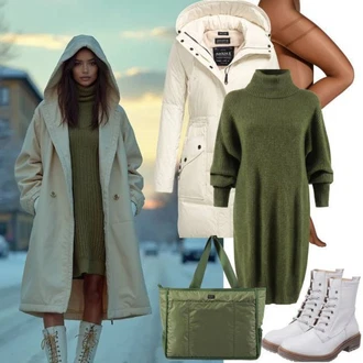 Outfity na zimu s Béžová Punčocháče/Nylonová punčocha/Podpůrný punčocháč/Punčocháče Velká Velikost/Punčochy Proti Trombóze/Komprese ponožka Falke "Ideální pro zimu"