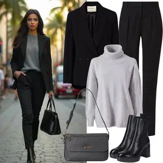 Outfity do práce s zimní obuví "Jednoduchý vzhled pro Pannu"