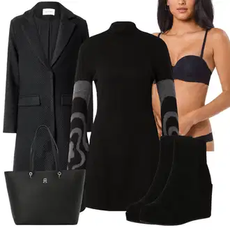 outfit mit Temno modra/Črna/Modra/Oranžna Bandeau nedrček/Korzet/Hlačke Halter/Halterneck sklece modrček/High-neck nedrček/Visoka podpora/Trikotni modrček Skiny "Jesenska obleka za prosti"