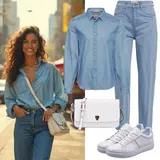 Outfity se světlými džíny image