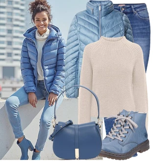 Kombinacije od trapera sa Plava/Svjetloplava/Tamnoplava Torbica/Torba preko ramena/Torba za rame/baguette vrećica/Mala Torbica Tommy Hilfiger "Jesenski outfiti"