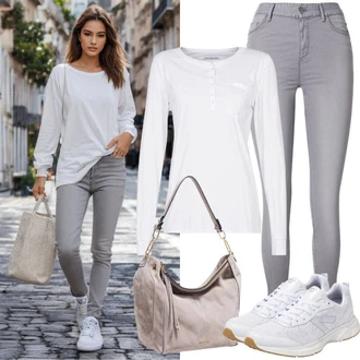 Výstřih na ramena Outfit s Bílá/Krémová Klasická tunika/Elegantní Tunika/Tunika ve tvaru A/Tunikové Tričko/Halenka S 3/4 Rukávem Lascana "Lehký Outfit"
