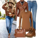 Siva Usnjene Jakne outfiti za dame image