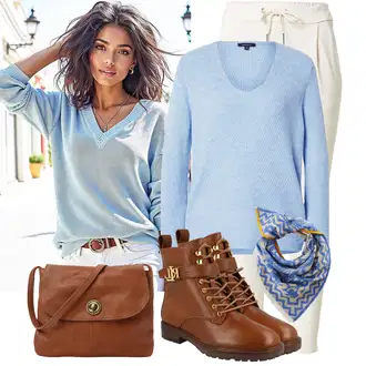 Outfit sa Krem/Bež/Bijela/Kaki Hlača sa Stremenom/Jogger Hlača/Hlače Visokog Struka/Sportske hlače/Termo Hlača/Hlače od Flisa/Trenirka/Hlače od muslina VERO MODA "Jesenski outfiti"