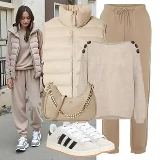 Outfit sa Bež/Kaki/Smeđa 7/8 Hlača/Boyfriend Hlače/Ležerna Hlača/Štofaste hlača/Jersey Hlača/Jogger Hlača/Duga Hlača/Hlače od muslina/Slip-on Hlača/Sportske hlače srednje dužine/Ravna Hlača/Muška Kožna Jakna Pieces "Božićni outfit"