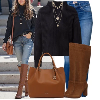 Outfit s Zlatý/Béžová Náhrdelník/Jemný Řetízek/Sada šperků/Bohatě zdobený náhrdelník/Statement náhrdelník Pilgrim "Vzhled casual"